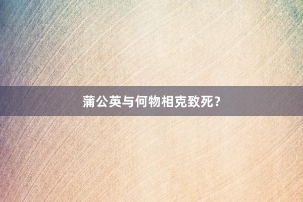 蒲公英与何物相克致死？